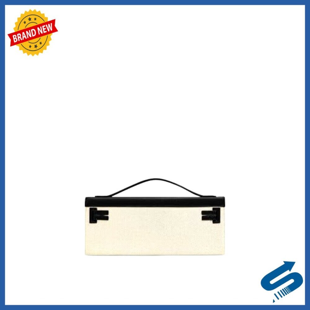 Structured Top Handle Bag Vegan Leather Canvas Minimal Chic Crossbody - Picture 5 of 7